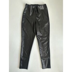 ZARA Black Snakeskin Print Leggings S High Rise Side Zip (b60)